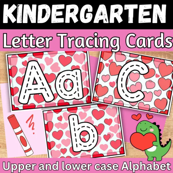 Cover of Valentine’s day Letter Tracing cards Upper and Lowercase practice sensory bin