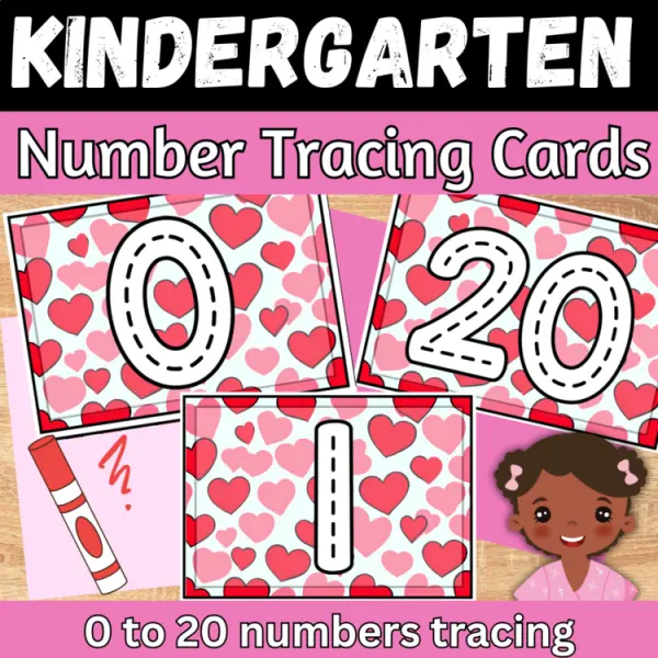 Cover of Valentines day Number Tracing to 20 cards sensory bin for Kindergarten