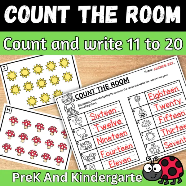 Cover of Spring Count the room and write How many Teen Numbers for Kindergarten