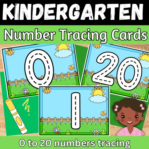 Cover of Spring Number Tracing to 20 cards sensory bin writing practice Kindergarten