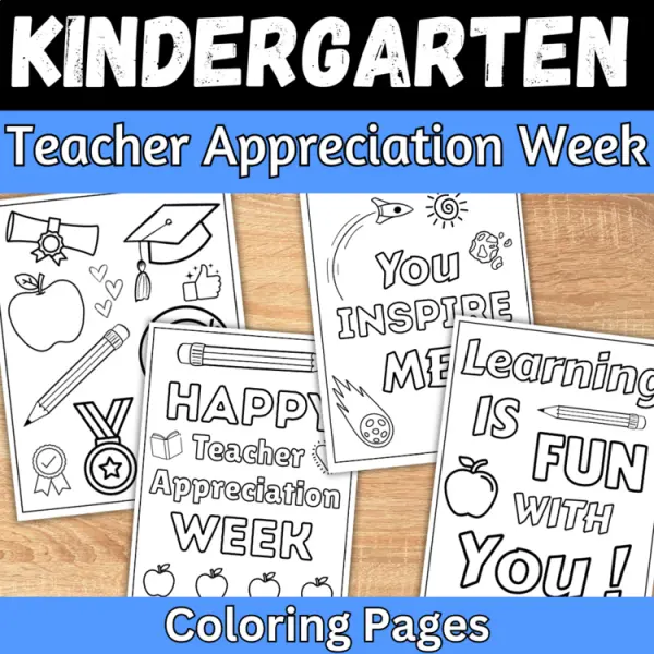 Cover of Teacher Appreciation Week Coloring Pages and Thank You Card for Kindergarten