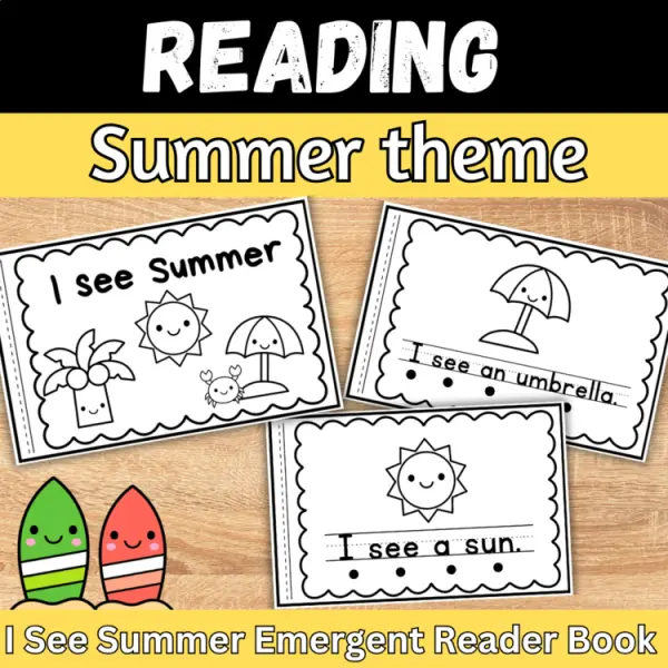 Cover of I see Summer beach Emergent Reader mini Book for kindergarten and preschool