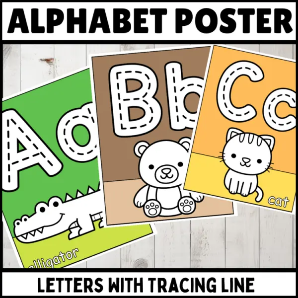 Cover of Alphabet Posters with Tracing Lines | Bright Animal theme Classroom Decor