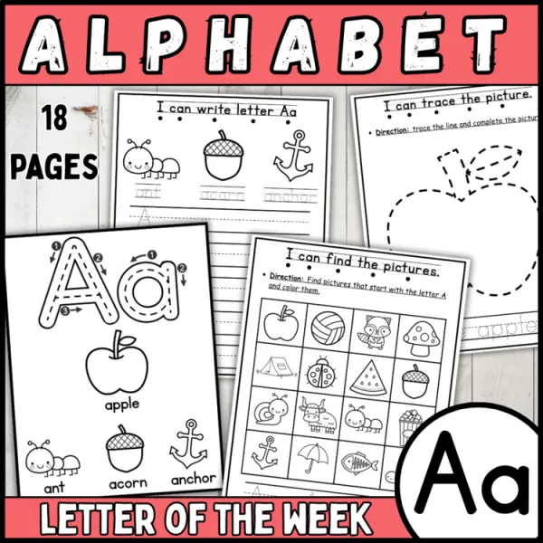 Cover of 26 letter of the week A | alphabet recognition, tracing, crown, bracelets & more