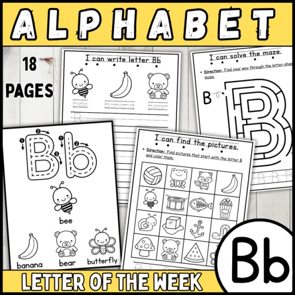 Cover of Free 26 letter of the week B | alphabet recognition, tracing, crown, bracelets
