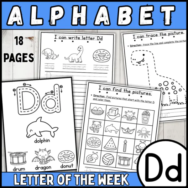 Cover of 26 letter of the week D | alphabet recognition, tracing, crown, bracelets & more