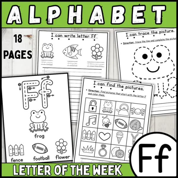 Cover of 26 letter of the week F | alphabet recognition, tracing, crown, bracelets & more