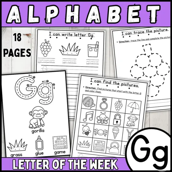 Cover of 26 letter of the week G | alphabet recognition, tracing, crown, bracelets & more