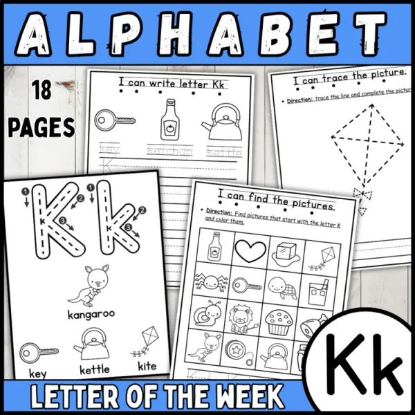 Cover of 26 letter of the week K | alphabet recognition, tracing, crown, bracelets & more