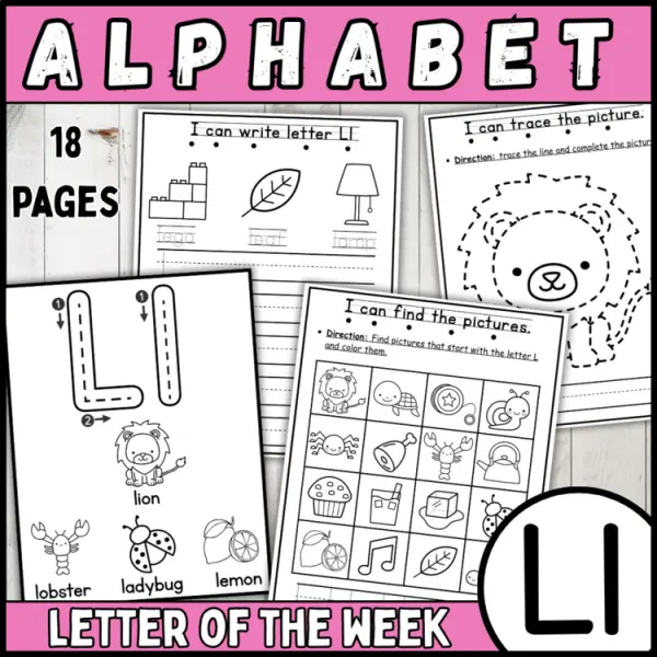 Cover of 26 letter of the week L | alphabet recognition, tracing, crown, bracelets & more