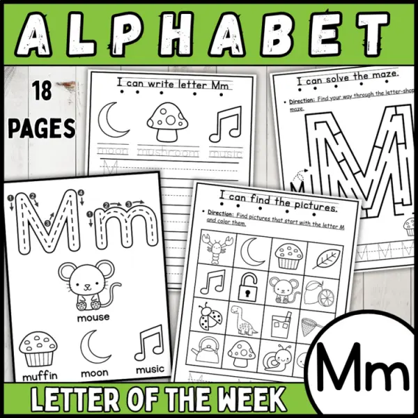 Cover of 26 letter of the week M | alphabet recognition, tracing, crown, bracelets & more