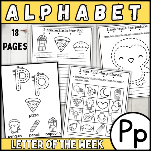 Cover of 26 letter of the week P | alphabet recognition, tracing, crown, bracelets & more
