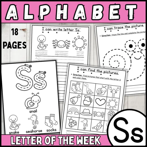 Cover of 26 letter of the week S | alphabet recognition, tracing, crown, bracelets & more
