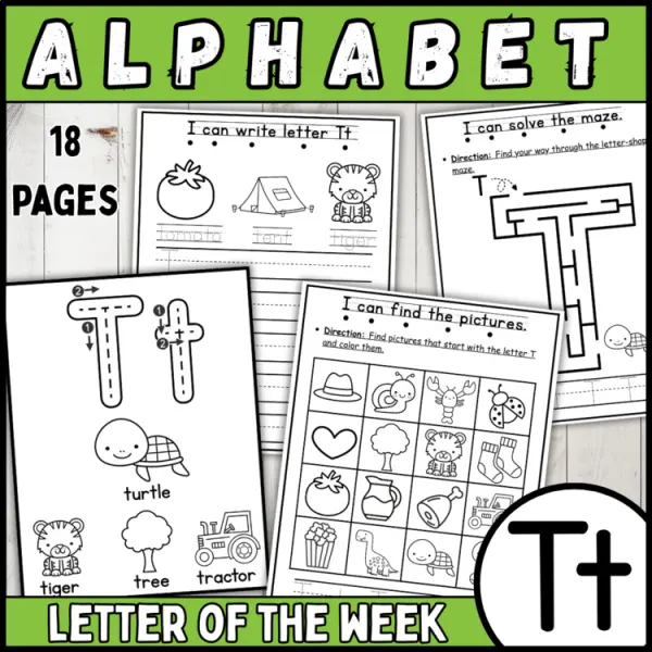 Cover of 26 letter of the week T | alphabet recognition, tracing, crown, bracelets & more