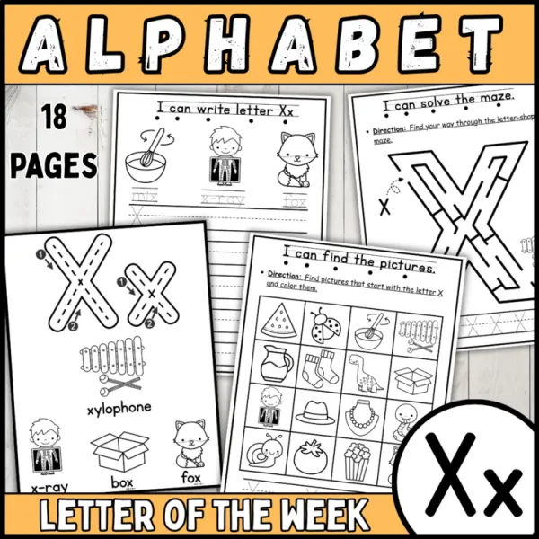 Cover of 26 letter of the week X | alphabet recognition, tracing, crown, bracelets & more