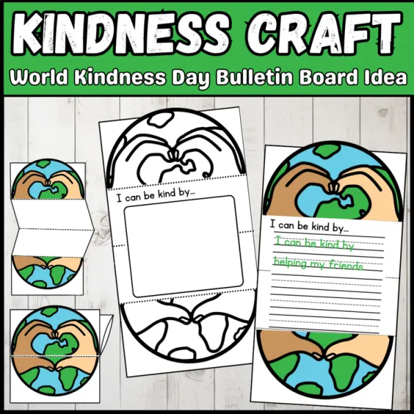 Cover of World Kindness Day Craft: SEL foldable Bulletin Board Idea for Kindergarten
