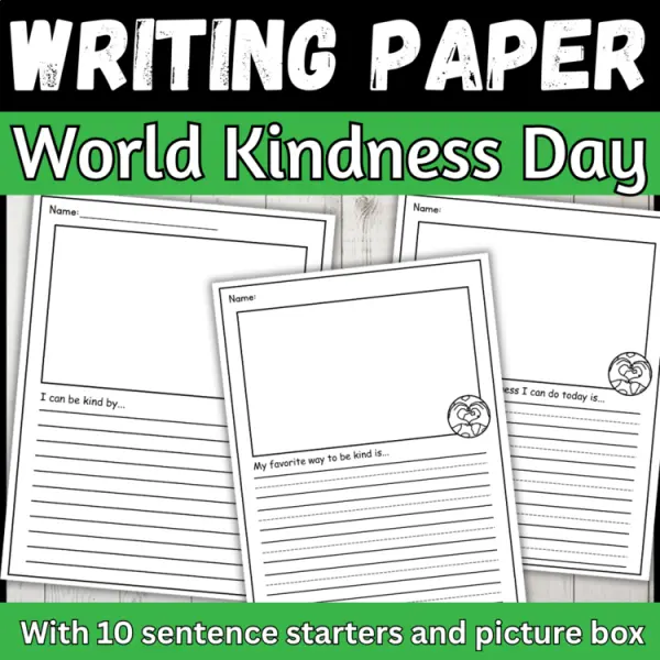 Cover of World Kindness Day Writing Prompts with Sentence Starters & Picture box Activity