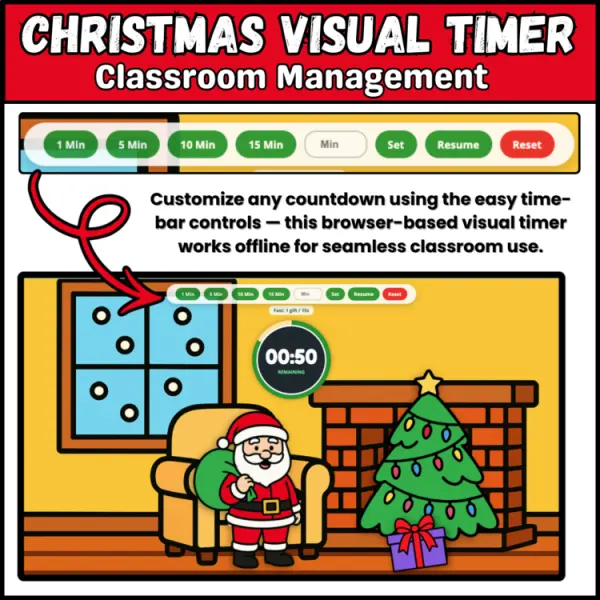 Cover of Christmas Santa Visual Timer Customizable Classroom Management Digital Resource