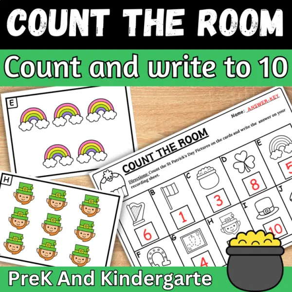 Cover of St Patricks Day Count the room and write How many Numbers to 10 for Kindergarten