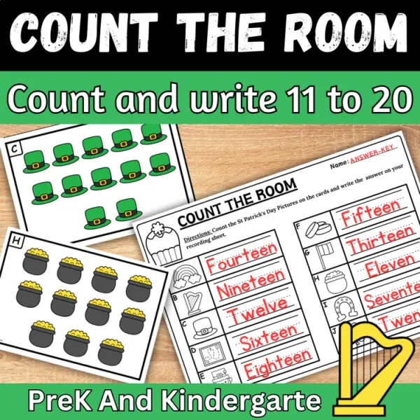 Cover of St Patricks Day Count the room and write How many Teen Numbers for Kindergarten