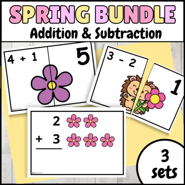 Cover of Spring Bundle Addition & Subtraction within 5 Matching game for Kindergarten