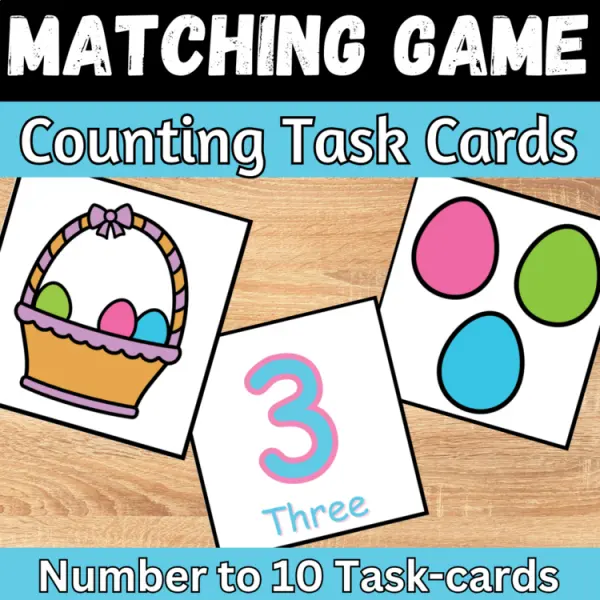 Cover of Easter egg matching numbers to quantities Count and Match Kindergarten Game