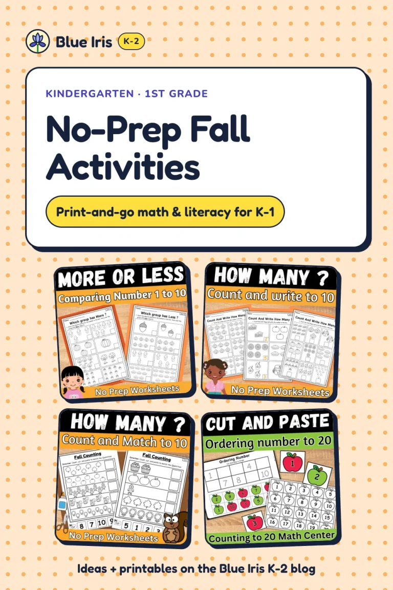 No-Prep Fall Activities for Kindergarten | Print-and-Go Math and Literacy